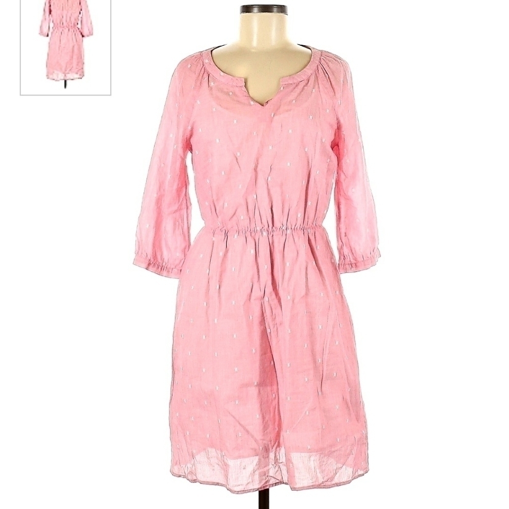 Old Navy Pink Sheer Lined Sundress Women's Medium M Cinched Waist V-Neck Pastel
